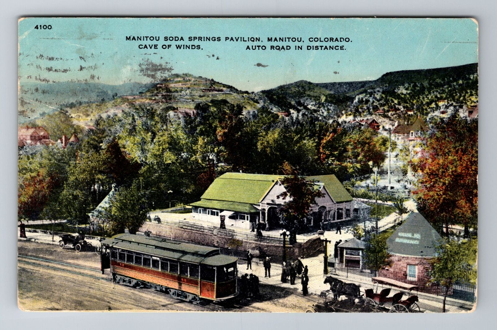 Manitou CO-Colorado, Manitou Soda Springs Pavilion, Vintage c1917 Postcard