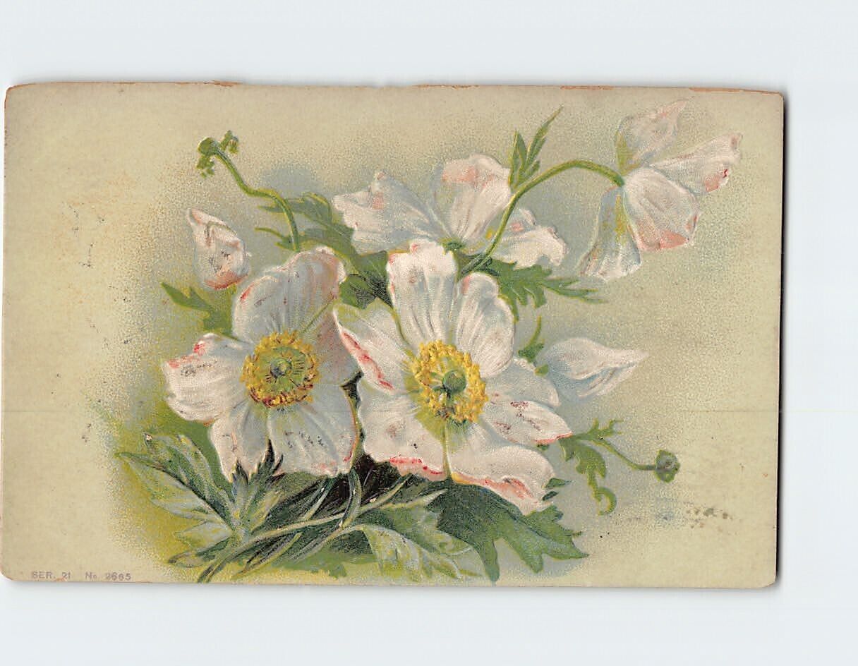 Postcard Greeting Card with Flowers Embossed Art Print