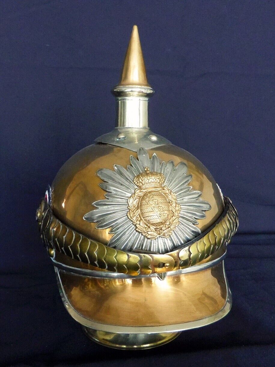 Rare - Imperial German Saxon Garde Reiter Regt Other Ranks EM Helmet pickelhaube
