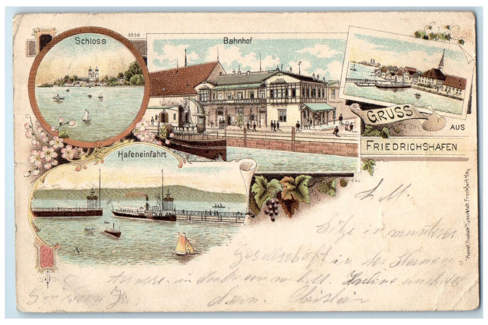 1899 Hafeneinfahrt Greetings From Friedrichshafen Germany Multiview Postcard