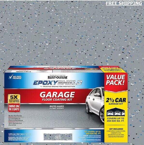 240 oz. Gray High-Gloss 2.5-Car Garage Floor Kit Durable Waterproof Sealer