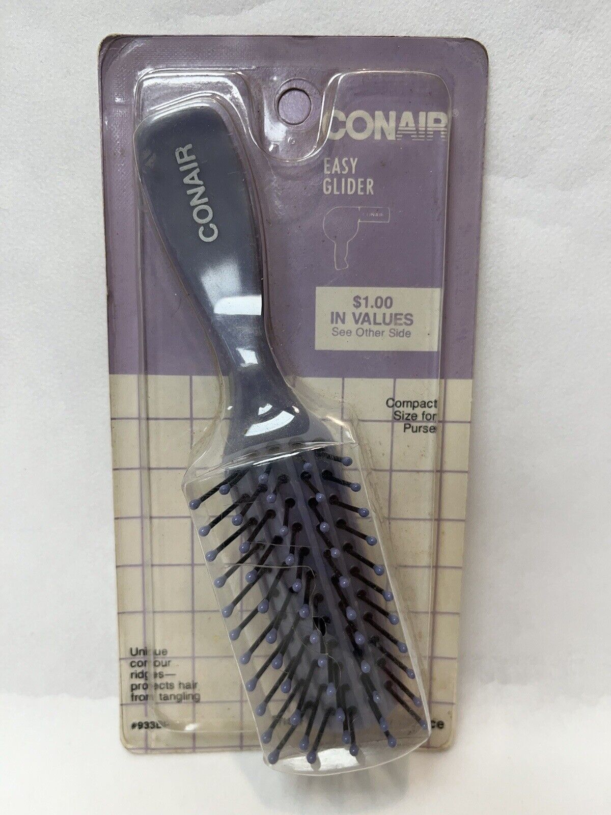 Vtg 90’s CONAIR Easy Glider Compact Nylon Hairbrush #933BP Soft-Touch Tips  PROP