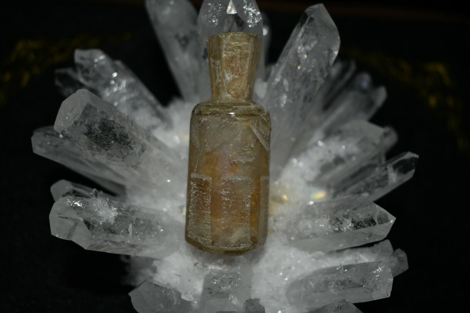 Genuine Ancient Sasanian Glass Bottle with Wonder Yellow Color from Central Asia