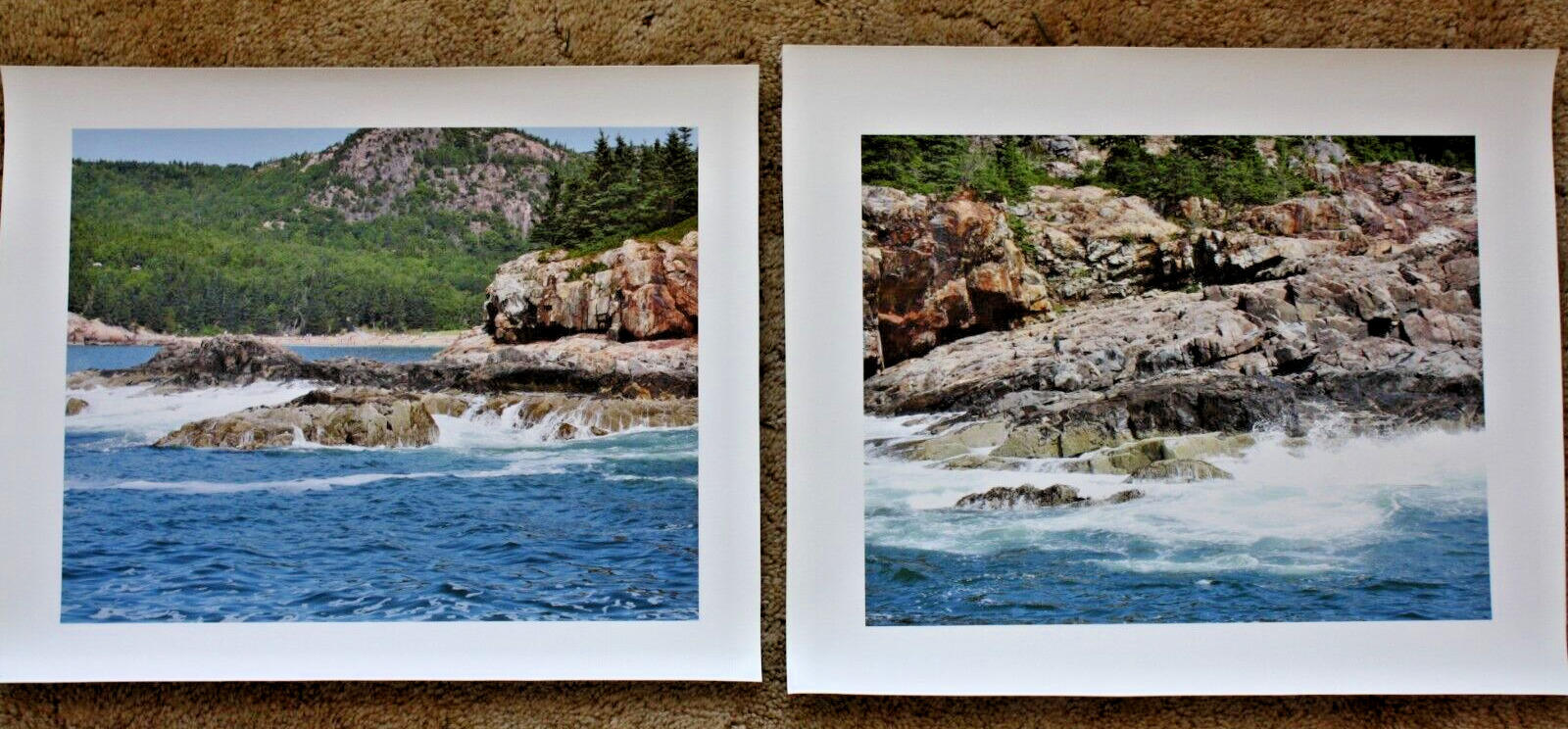 2 Maine Photos Printed on Canvas Bar Harbor Sand Beach and Rocky Coast 14\