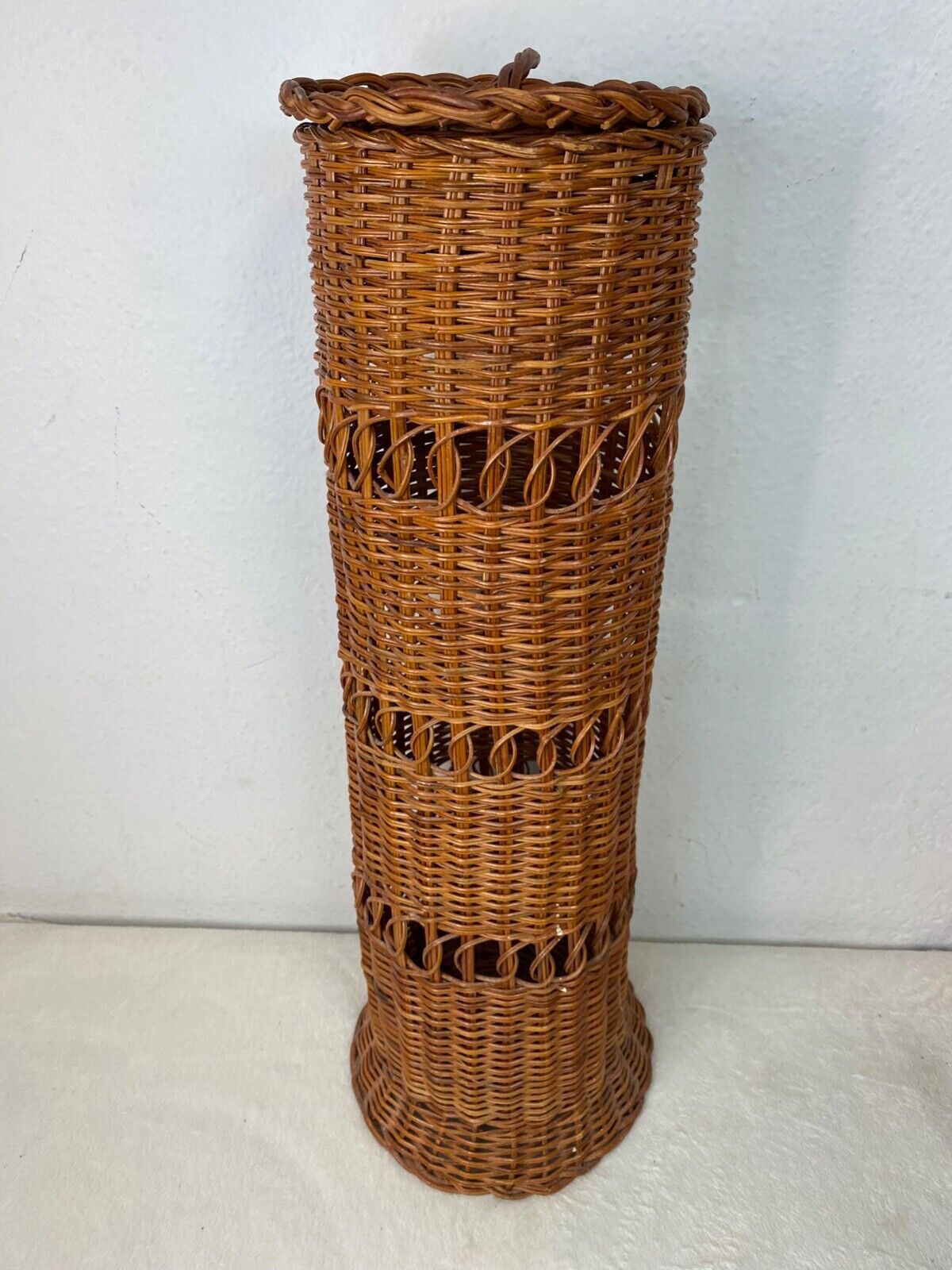 Tall Vintage Wicker Rattan Vase Basket Boho 20\
