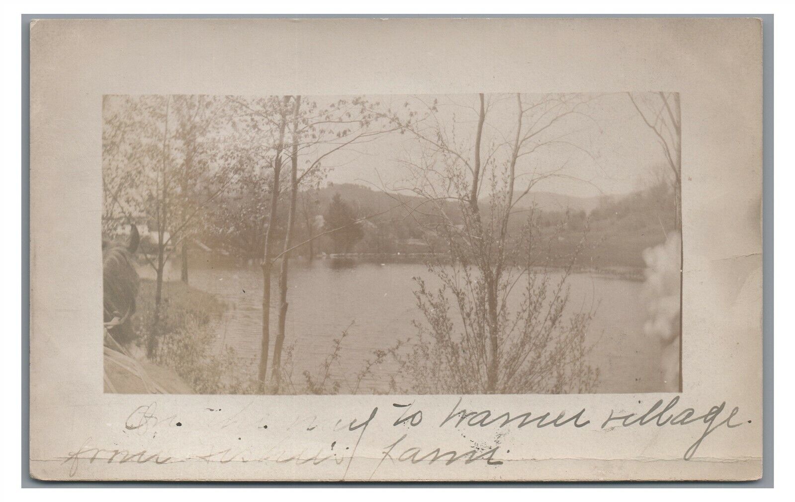 RPPC View of Pond from Hose WARNER NH New Hampshire Vintage Real Photo Postcard