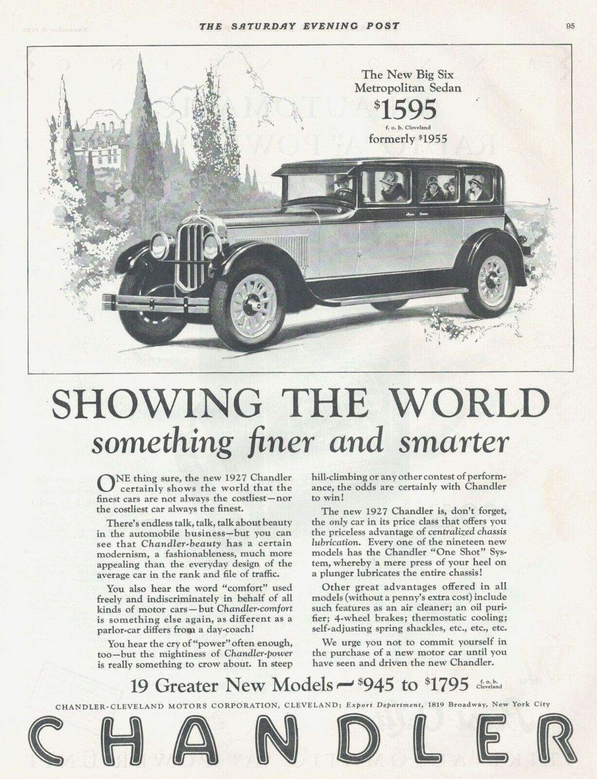 1926 CHANDLER SEDAN automobile antique print ad Motor car auto