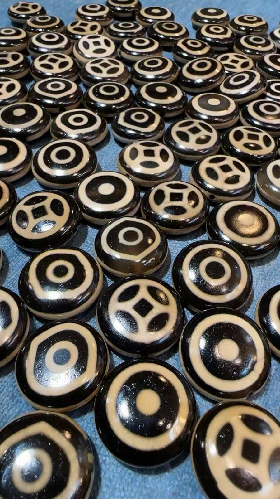 20 Pcs Rare Tibetan Natural Old Agate Dzi *1Eyed & Coin* 25mm Disc Beads