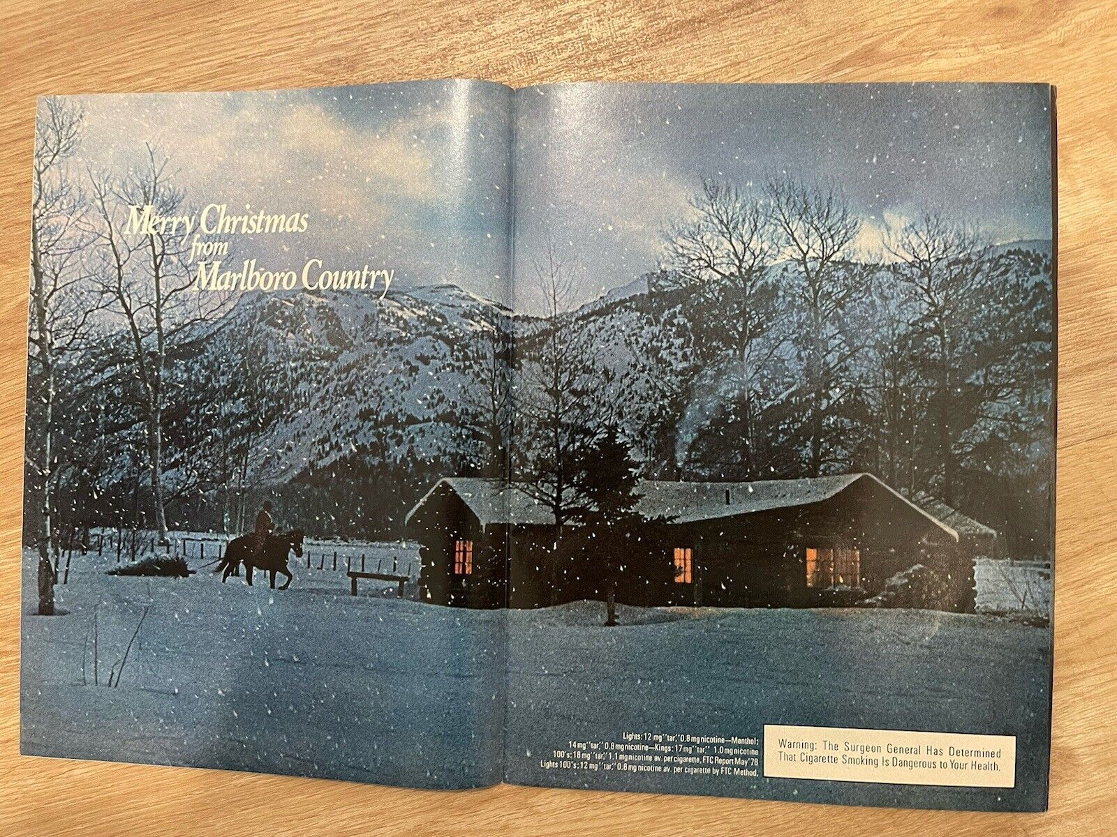 1978 Marlboro Cigarettes 2-Page Print Ad ~ Merry Christmas from Marlboro Country