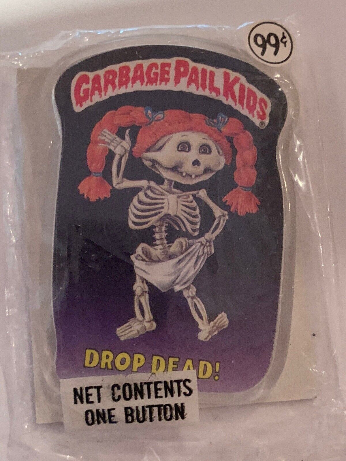 Vintage Garbage Pail Kids Drop Dead Collectible Pin 1986 Topps Sealed
