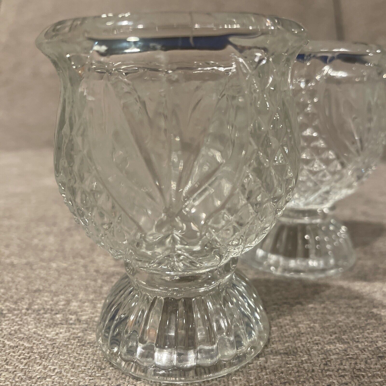Beautiful Vintage Heavy Crystal Egg Cups or Candle Holders Lot of 2