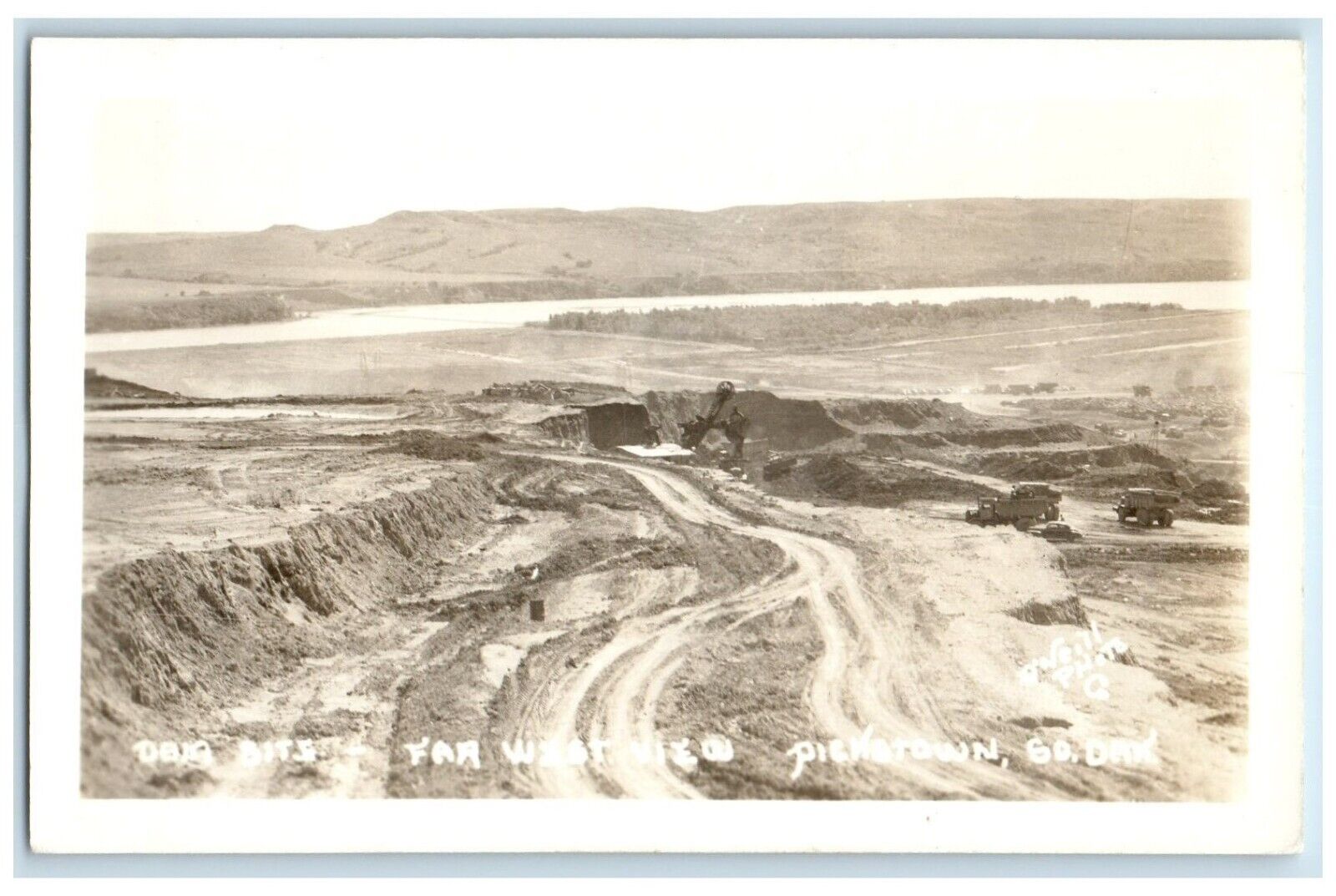 Dam Bite Far West View Pickstown South Dakota SD RPPC Photo Vintage Postcard