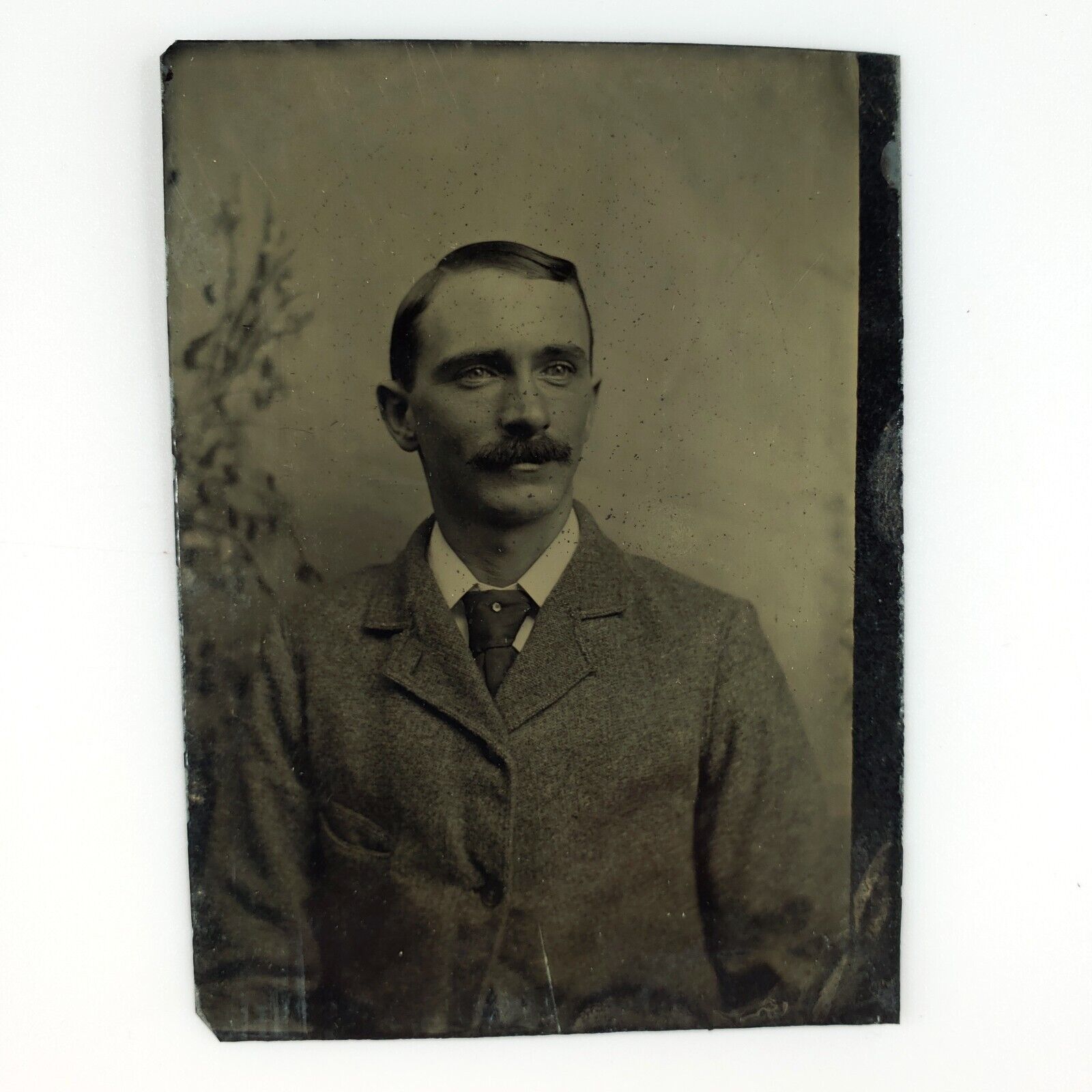 Named Foster Connecticut Man Tintype c1878 Antique 1/6 Plate Walker Photo H776