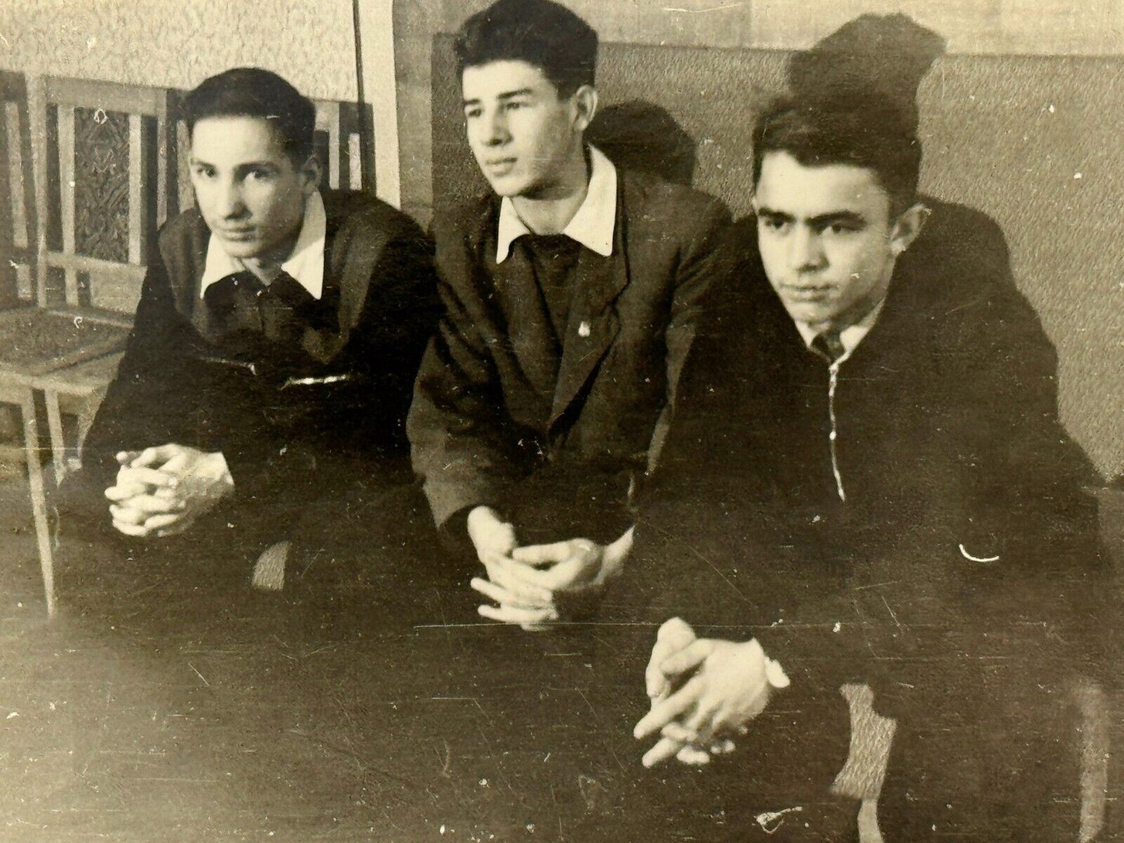 1960s Three Handsome Guys Young Men Lovely Students Gay Int B&W Photo Snapshot