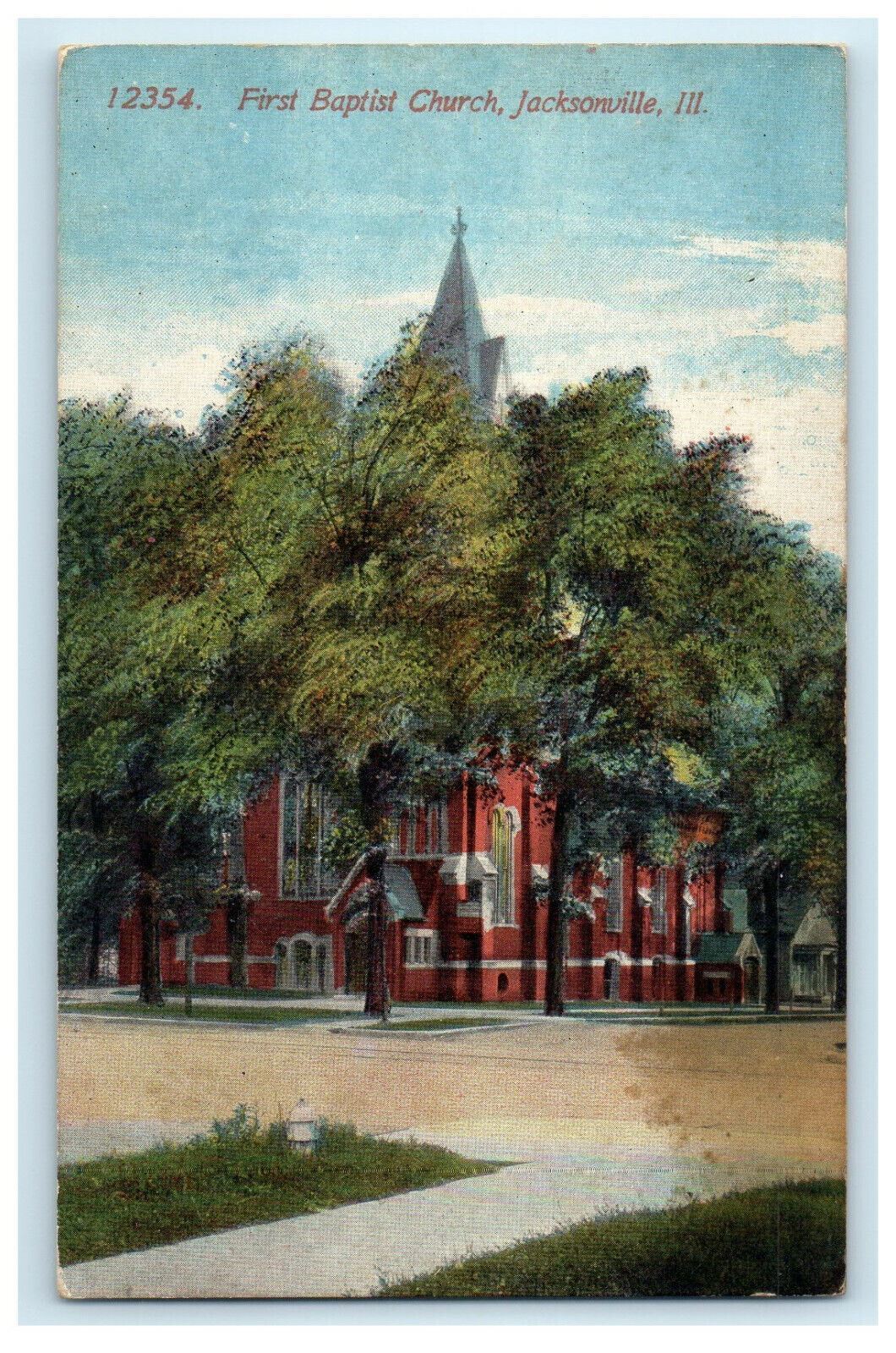 c1910s First Baptist Church Jacksonville Illinois IL Unposted Postcard