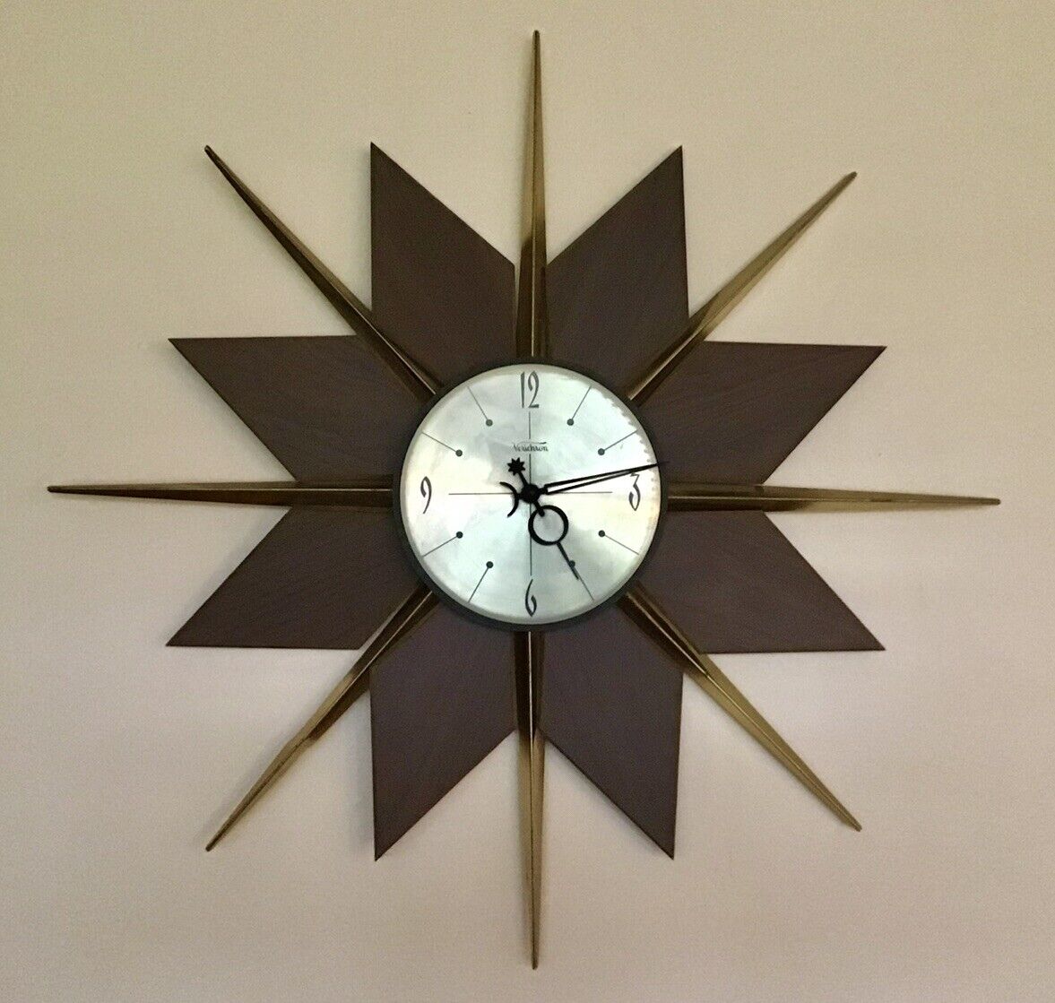 VTG Mid Century Modern Verichron 30” Starburst Sunburst Wall Clock Retro 1960\'s