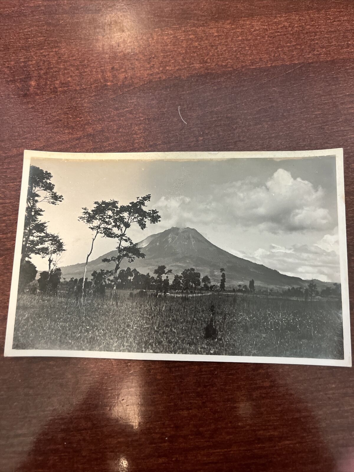 Vintage B&W Photo India Volcano Postcard