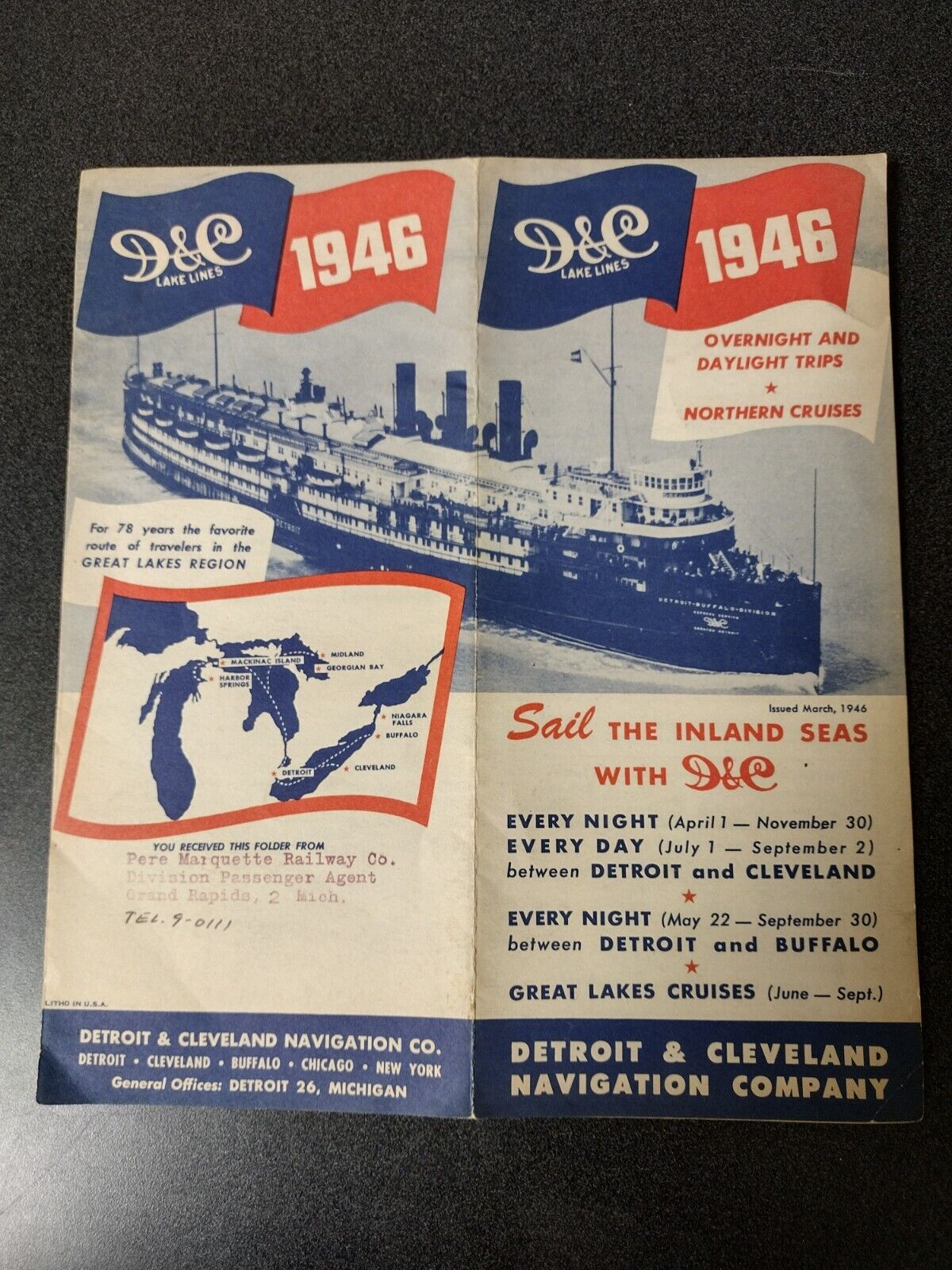 D&C Lake Lines (Detroit & Cleveland Navigation Company) 1946
