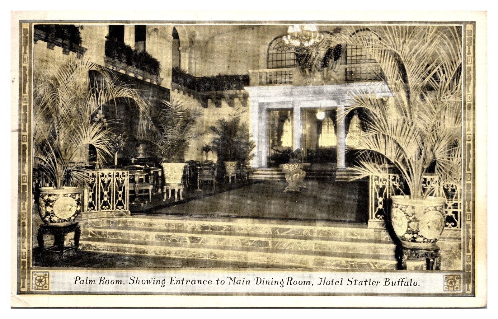 VTG Palm Room, Entrance to Main Dining Room, Hotel Statler, Buffalo, NY 