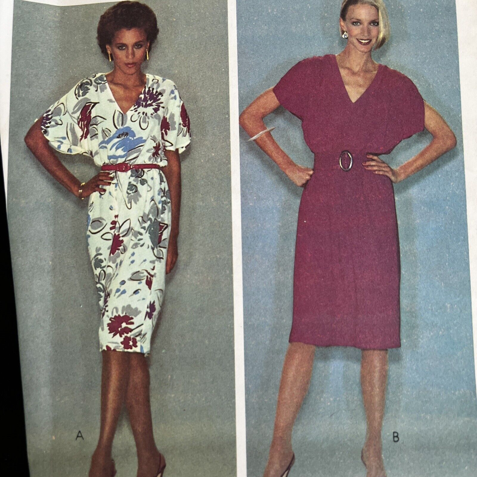 Vintage 1980s McCalls 7073 V-Neck Pullover Dress Sewing Pattern Small UNCUT