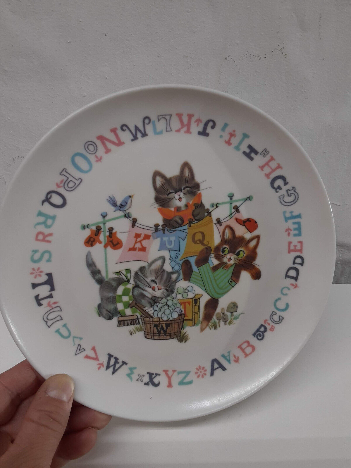 Vintage Melamine Children\'s Alphabet Kitten Plate