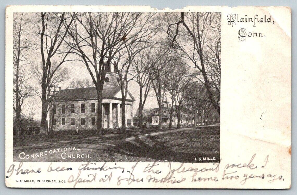 Plainfield  Connecticut  Congregational Church  Postcard  1905