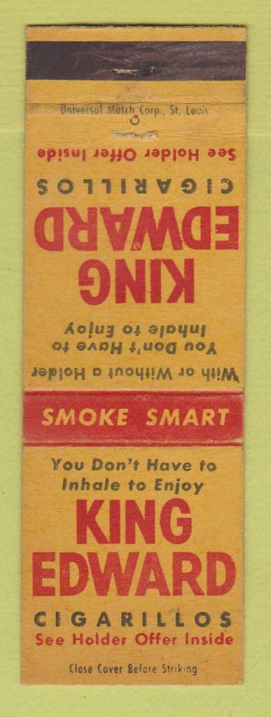 Matchbook Cover - King Edward Cigarillos Tobacco
