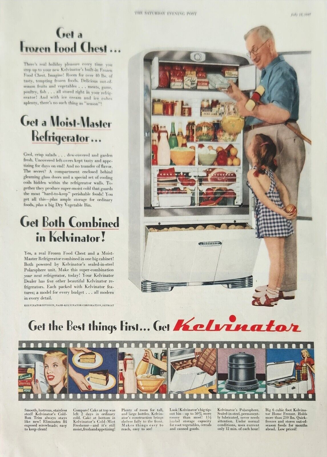1947 Kelvinator Refrigerator Vintage Ad Both Combined