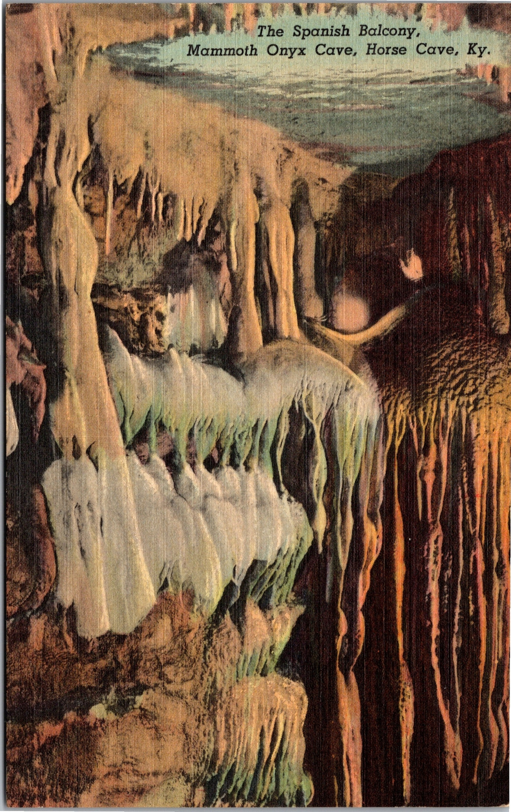 Postcard KY Horse Cave Spanish Balcony Mammoth Onyx Ca