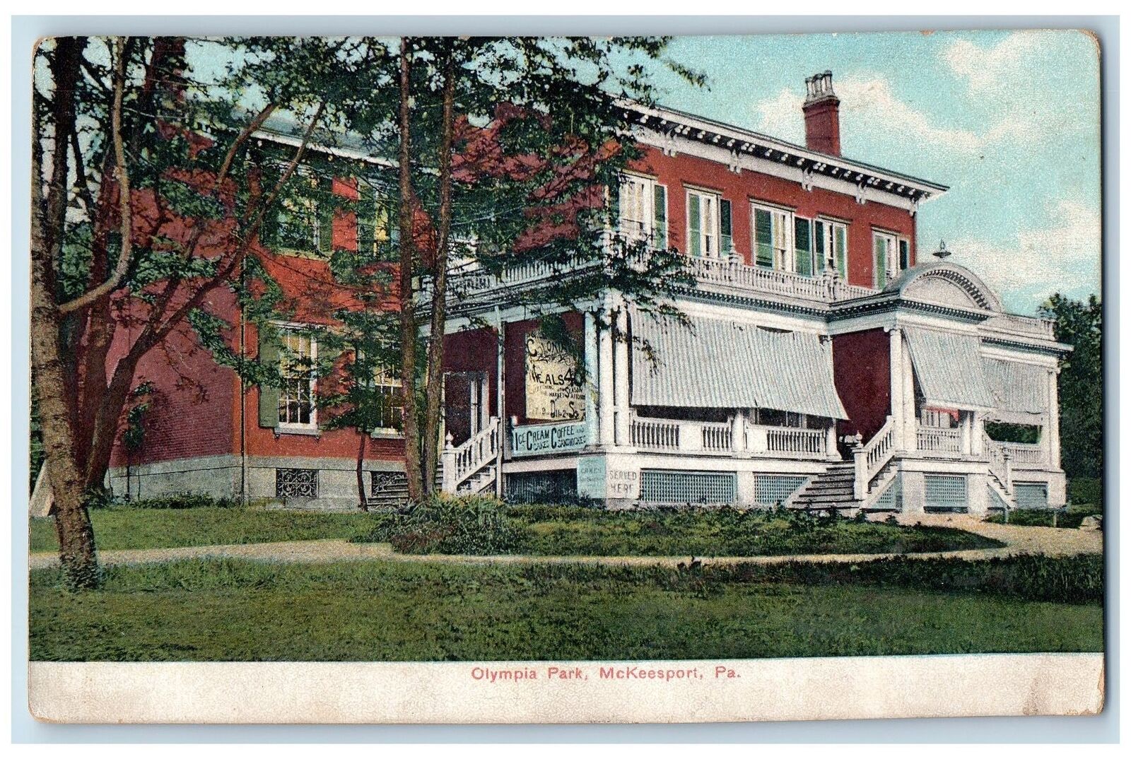 c1920\'s Olympia Park Building Restaurant Porch McKeesport Pennsylvania Postcard
