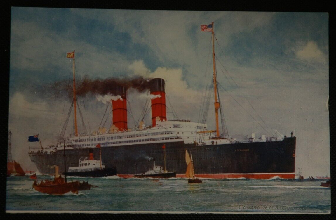 Cunard RMS Caronia Postcard Steamship Universal Postal Union Art Image Boat Ship
