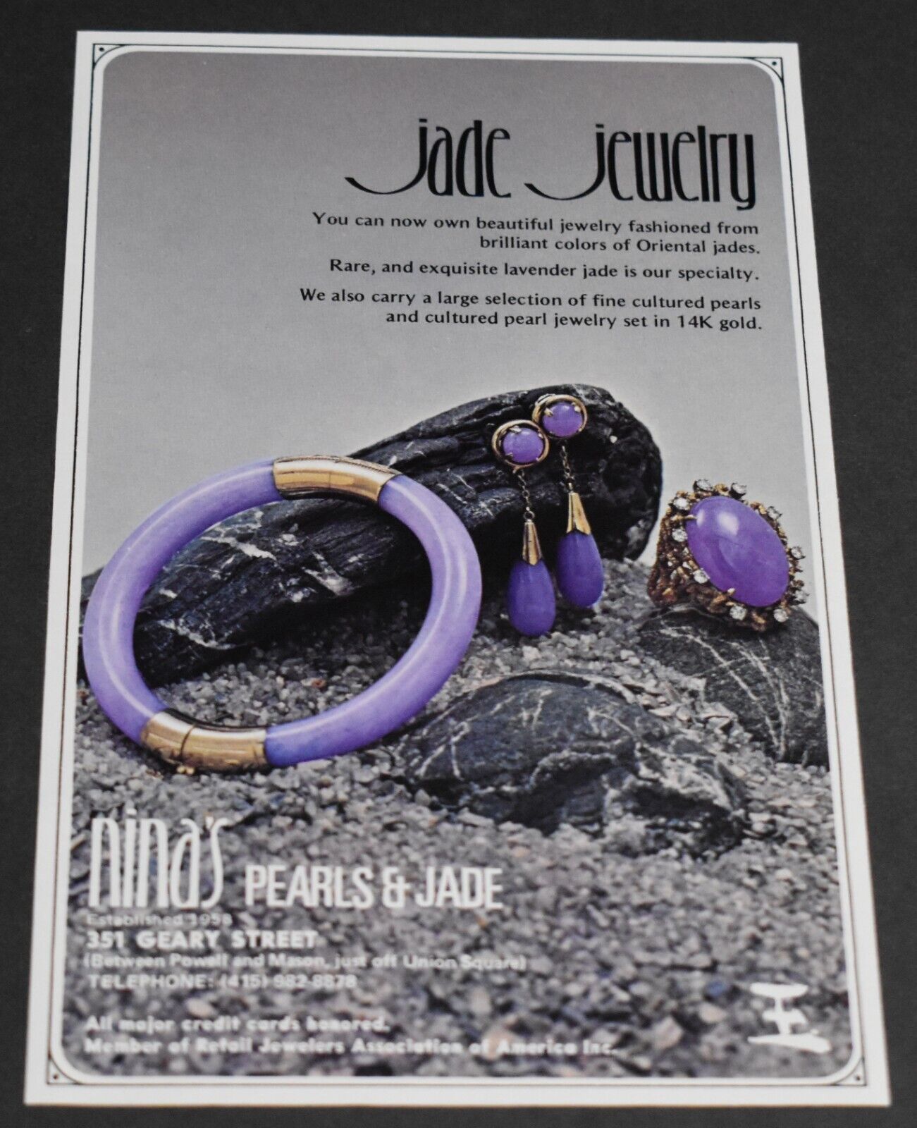 1979 Print Ad San Francisco Jade Jewelry  Nina\'s Pearls & Jade 351 Geary St art