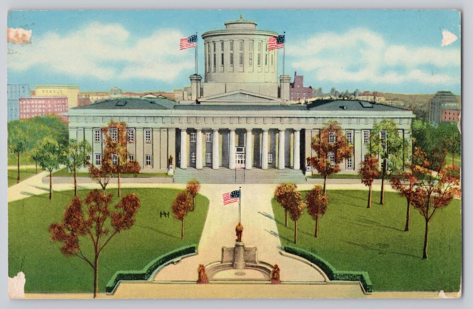 Ohio State Capital Building and McKinley Memorial Linen Postcard Pemberville