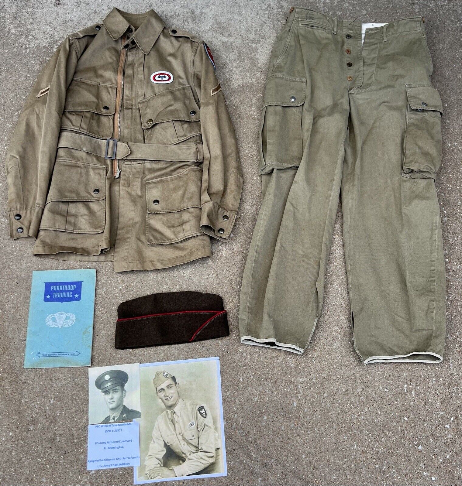 Ww2 Airborne Paratrooper Anti-Aircraft Named M-1942 Jacket & Pants Grouping