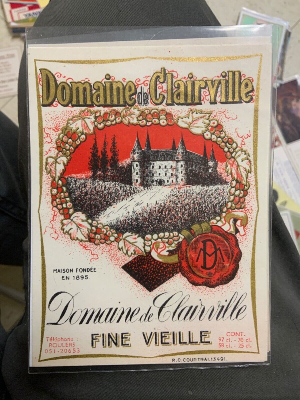 Domaine de Clairville Wine Alcohol Label Vintage
