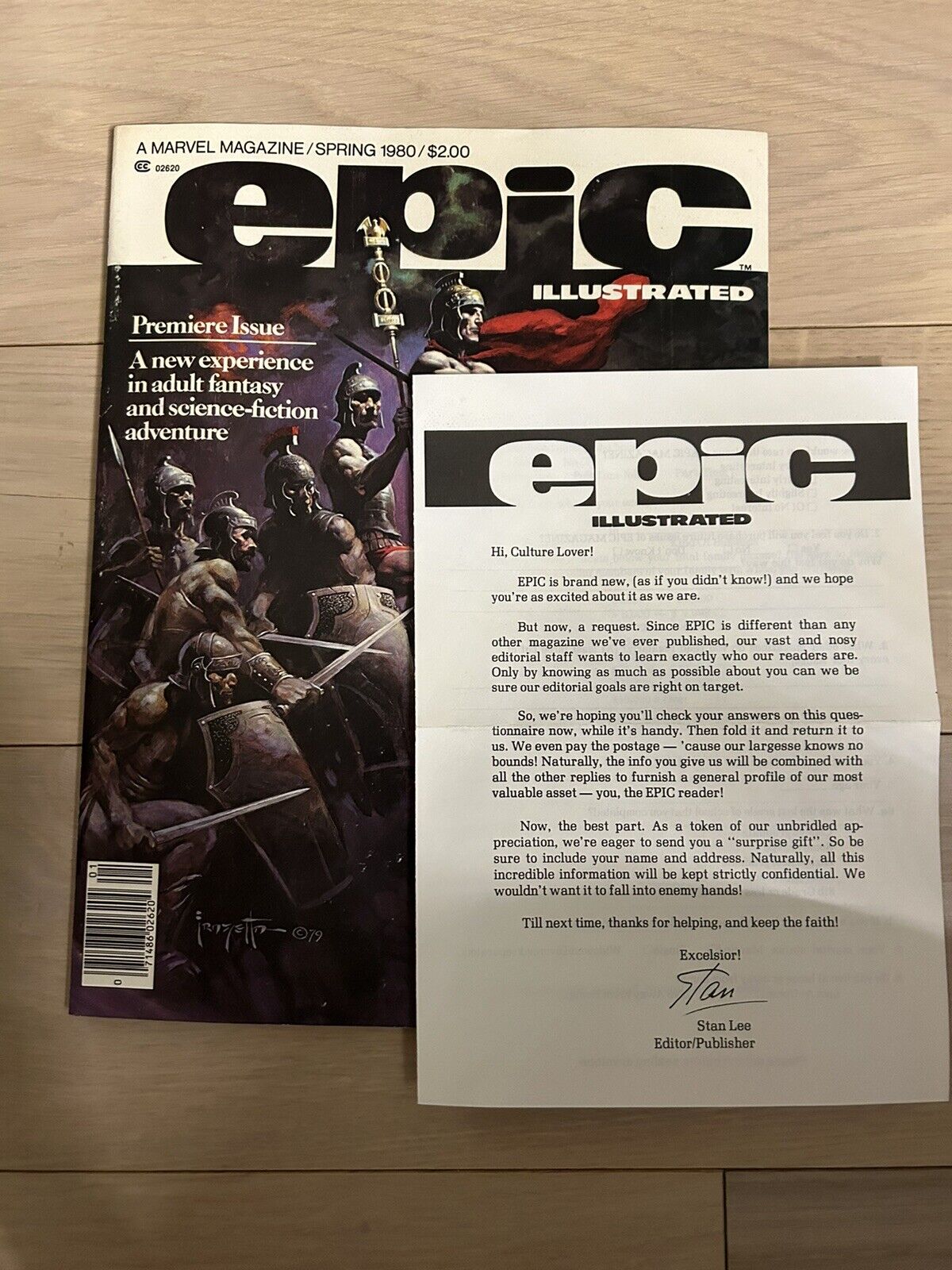 Epic Illustrated #1 And #2 - 1 In NM Cond (1980) With Stan Lee Note