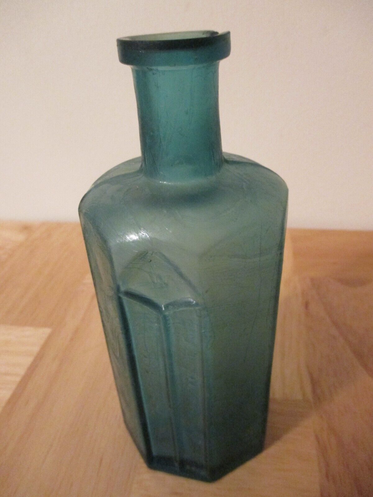 Vintage Antique Teal Medicine Bottle-Rumford Chemical Works-w Chip on Top
