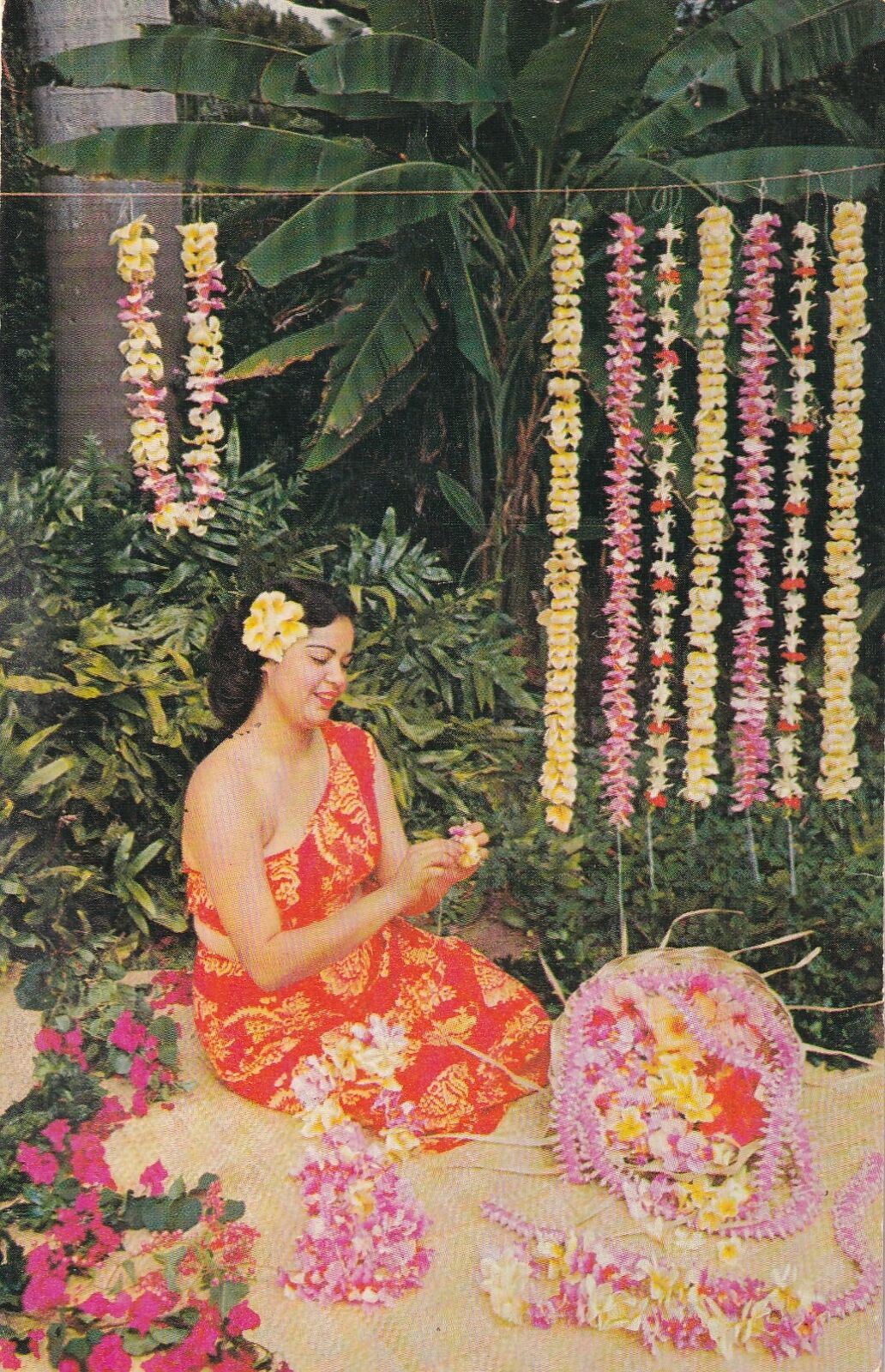 Lei Stringer Hawaii HI 1956 Honolulu Wellington Kansas Postcard D51