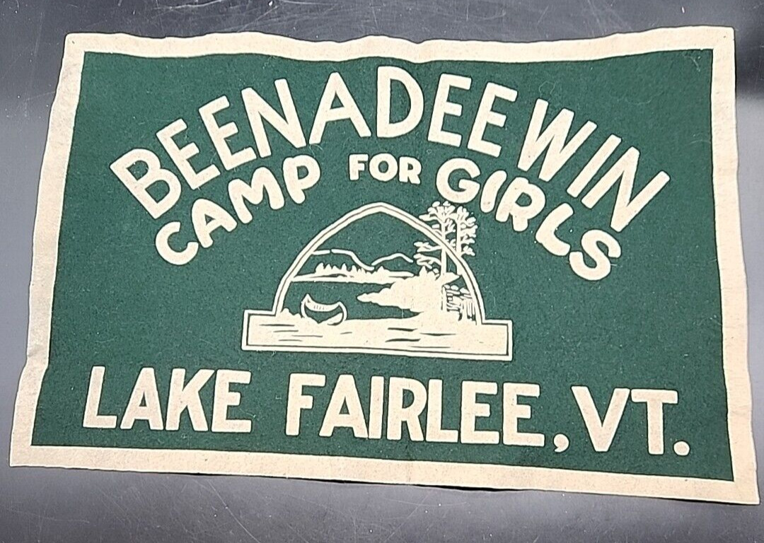 Vtg 1930s Felt Crafters BEENADEEWIN Girls Camp PENNANT BANNER Lake Fairlee, VT