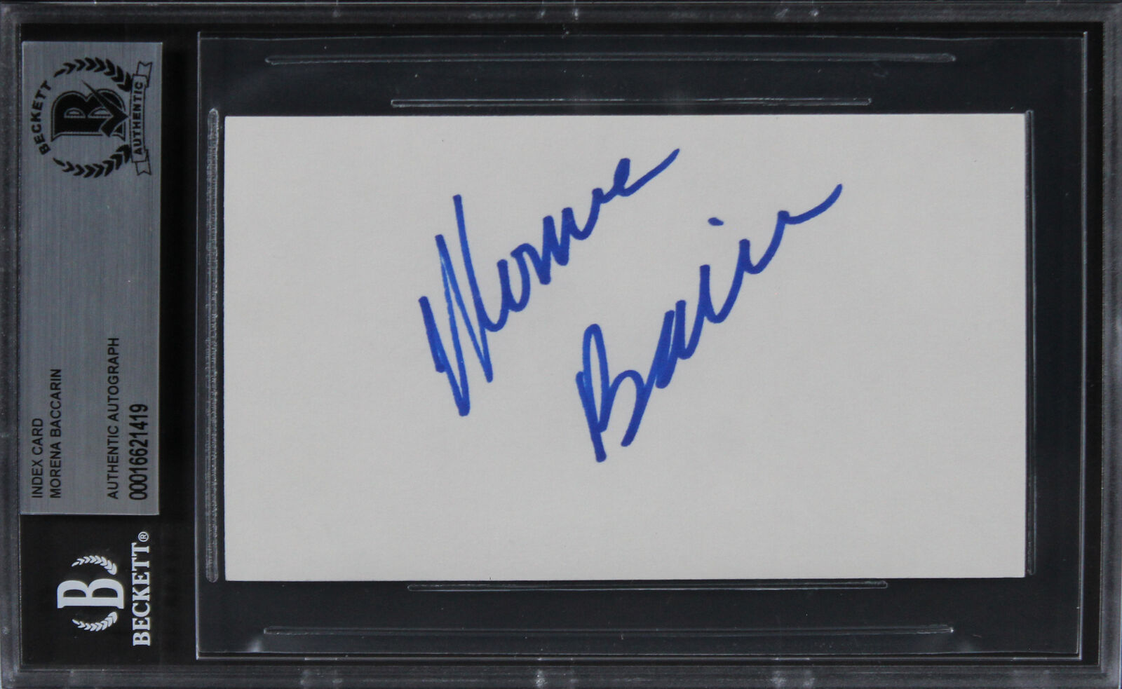 Morena Baccarin Firefly Authentic Signed 3x5 Index Card Autographed BAS Slabbed