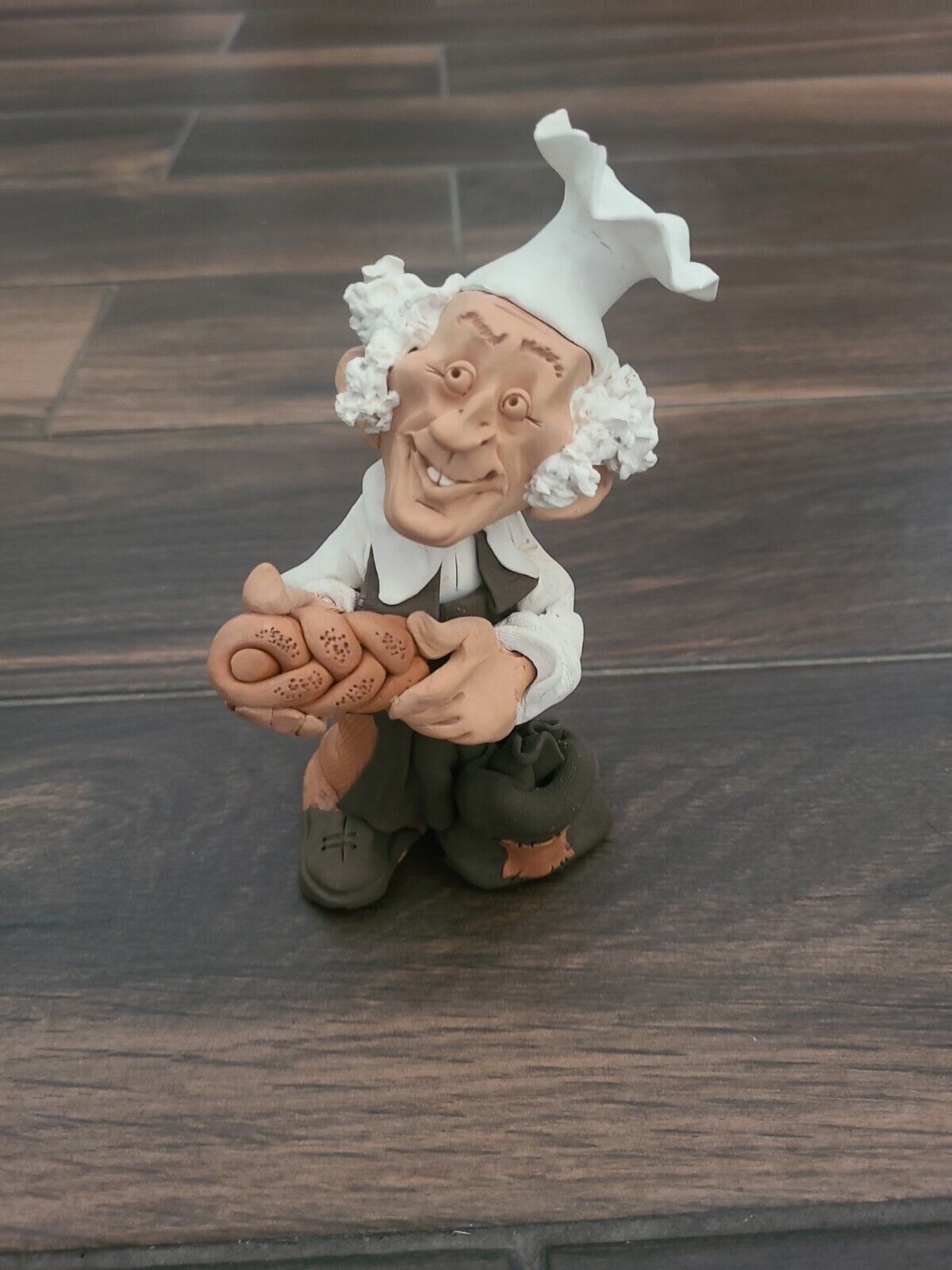 Vintage Jewish Man Clay Figure Baker  Sculpture Rabbi Signed by Denis Filtser