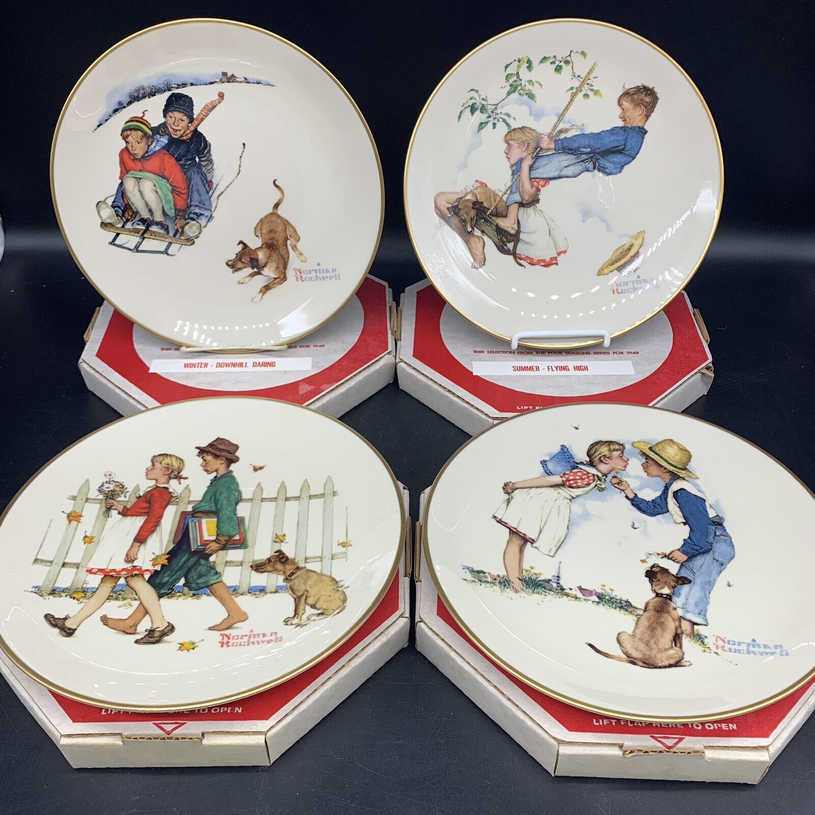 VTG 1972 Norman Rockwell Four Seasons Limited Edition Plates in Boxes (set of 4)