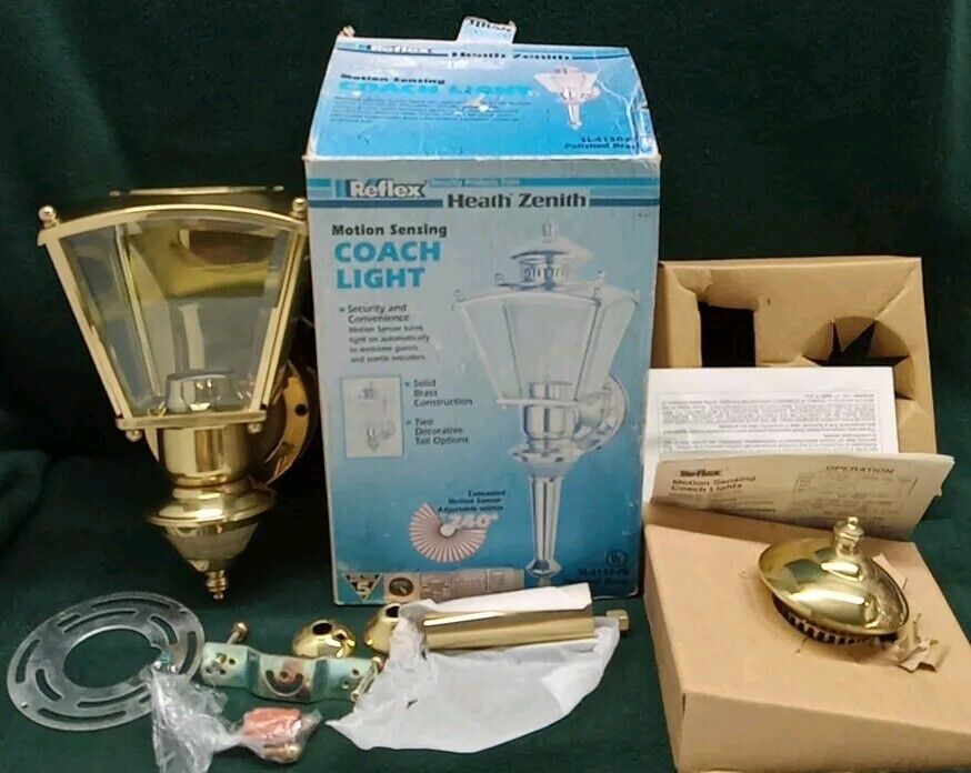 Reflex Motion Sensing Coach Light Heath Zenith Antique Brass Vintage Open Box
