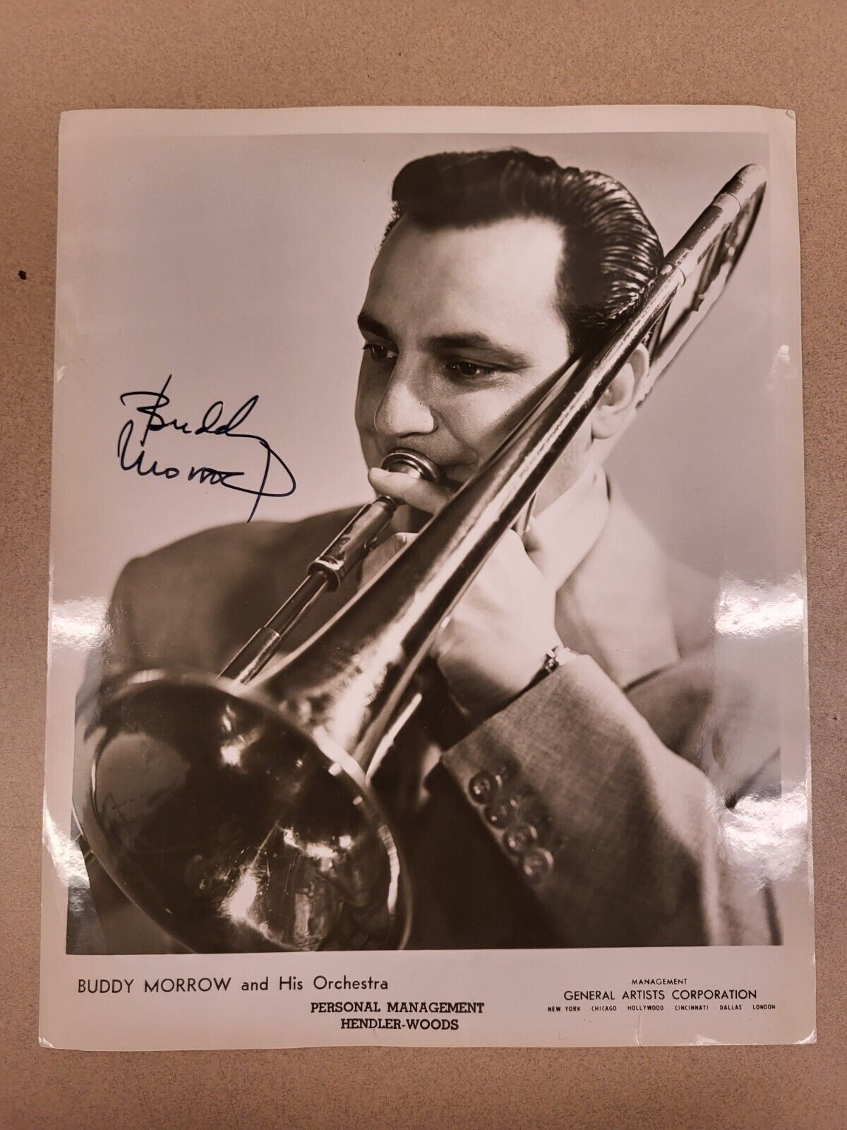 Buddy Morrow American Musician Autographed Black & White Photograph 8\
