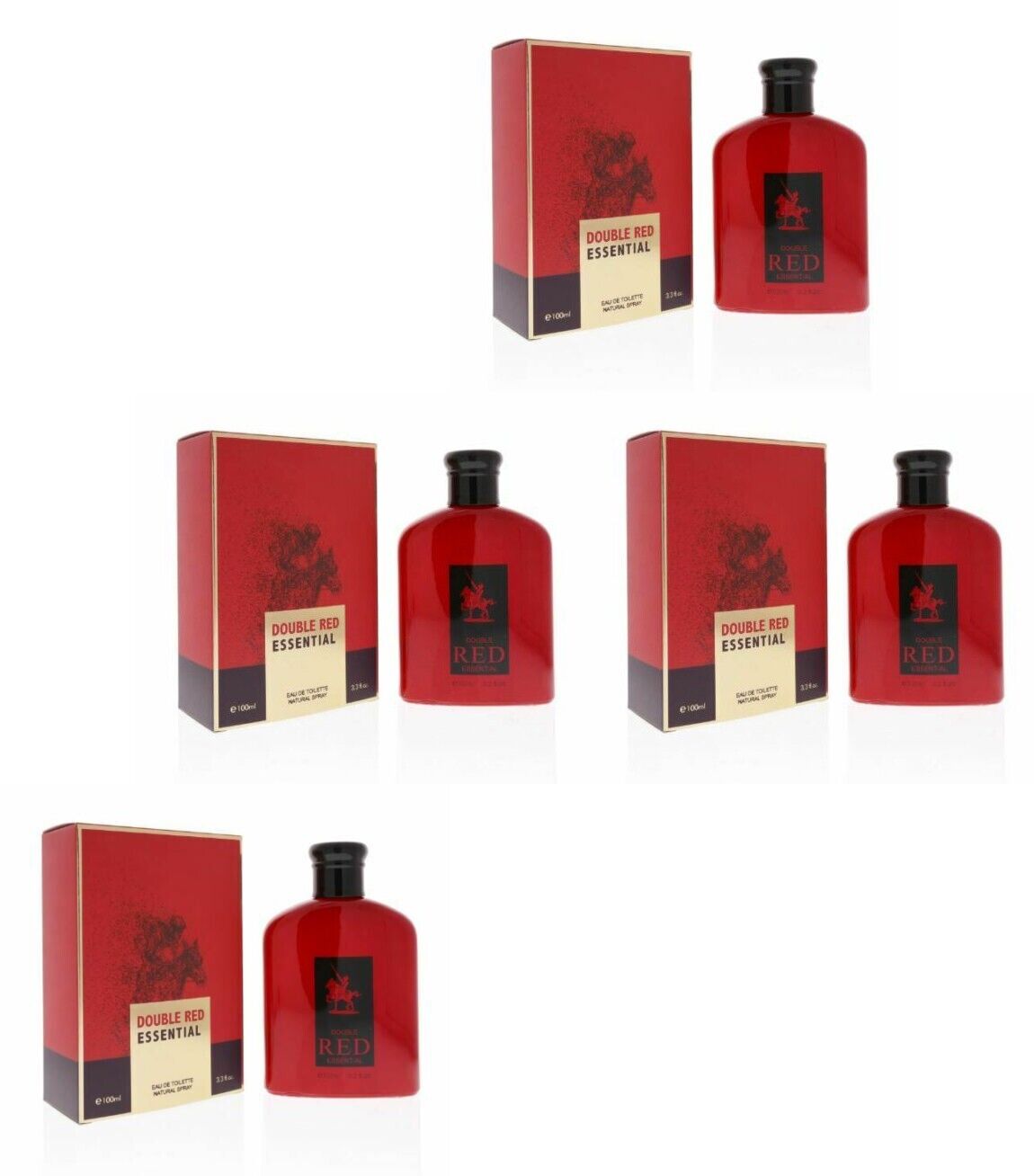4 bottles Men's Perfume Double Red Essential EDT 3.3 oz Fragrance Spray