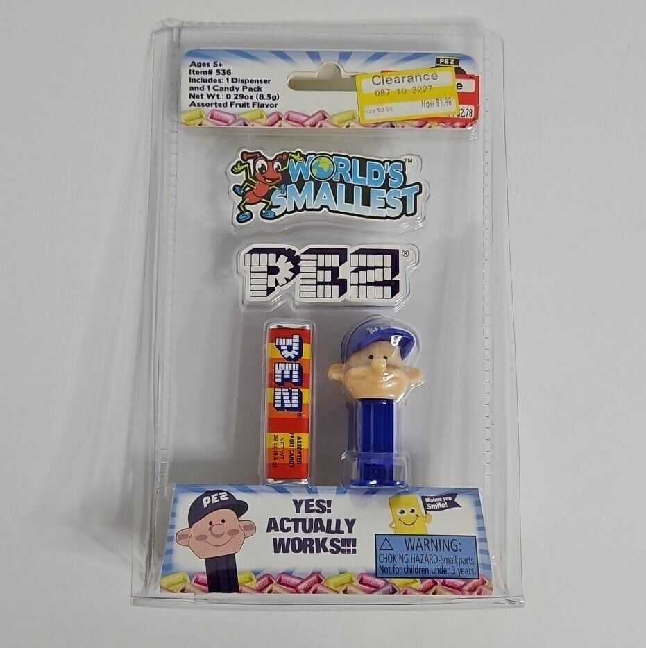 Pez World\'s Smallest Pez Dispenser Pez Boy with Blue Baseball Hat