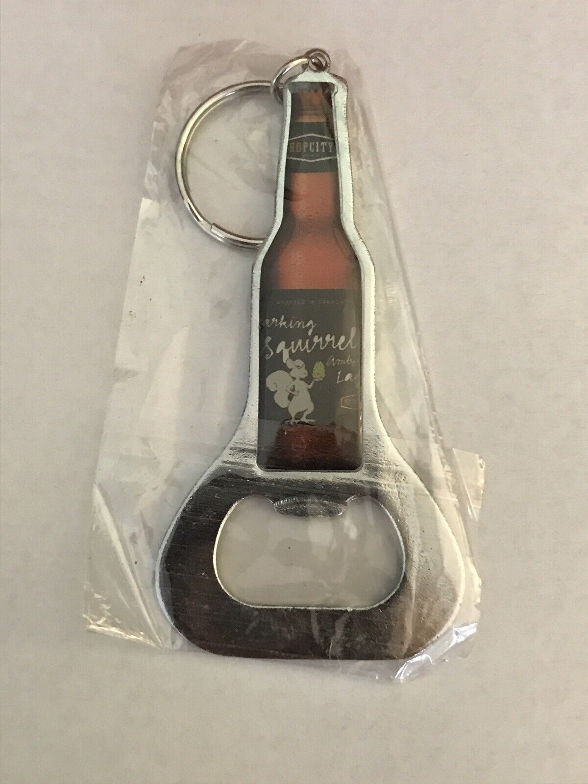 Hop City Barking Squirrel Amber Lager Keychain Beer Bottle Opener New/Sealed