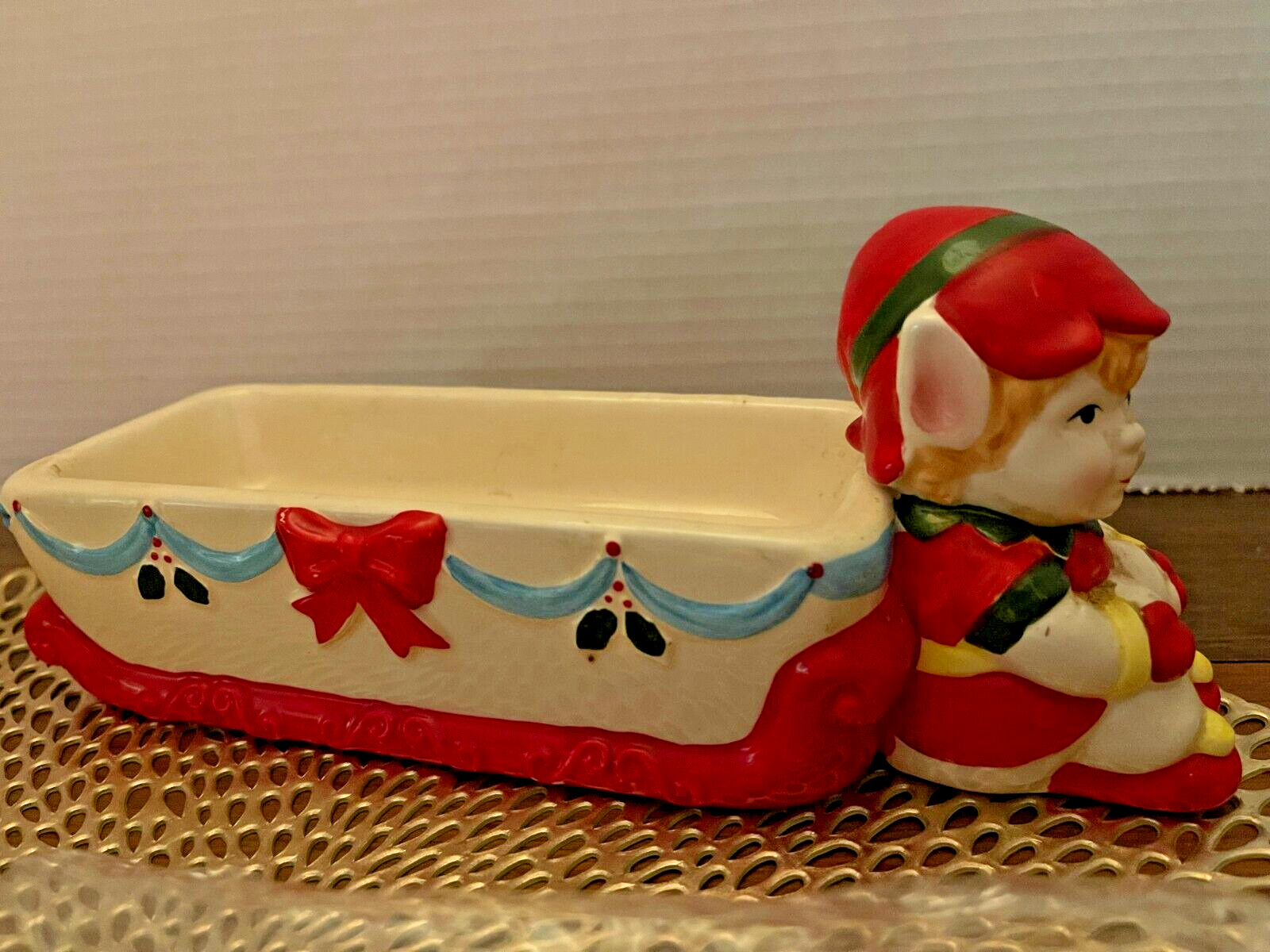Vintage JSNY Christmas Elf Tray - Bright Colors No Box made in Taiwan