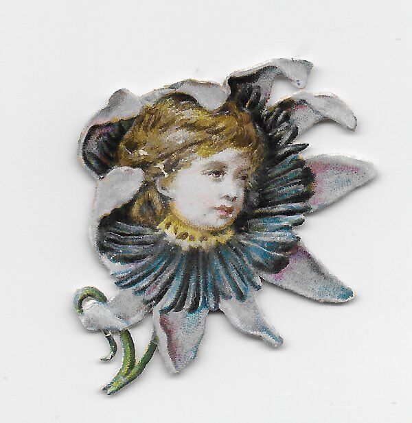 1888 Chromo de Coupis FANTASY OBJECTS FLOWER, Antique Victorian Die-Cut, 1.5\