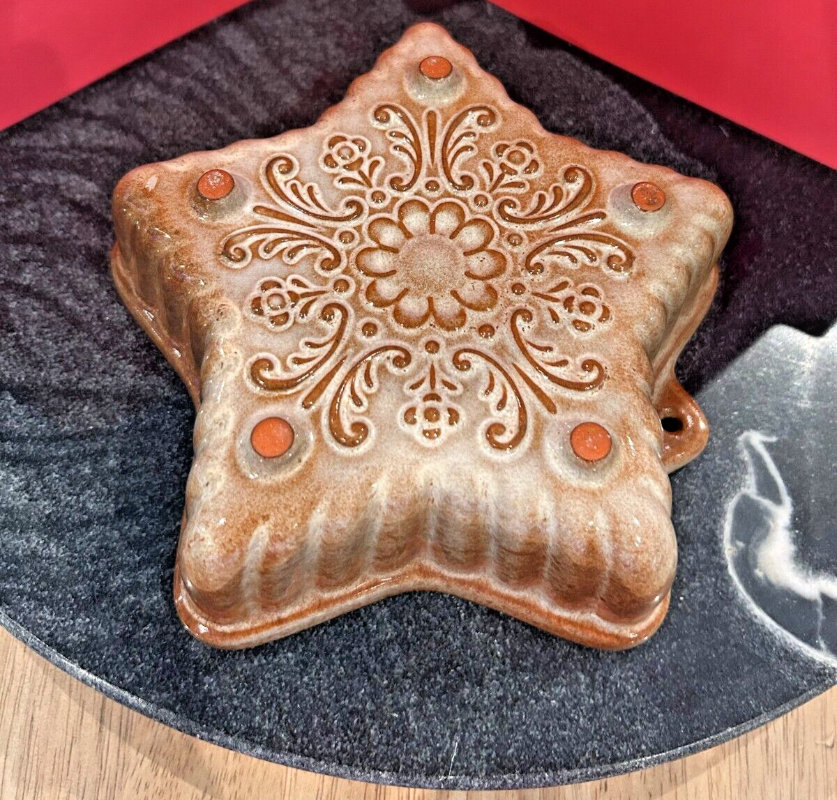 Scheurich Keramik Glazed Brown Ceramic Stoneware Mold 5-pt star W-Germany 965-19
